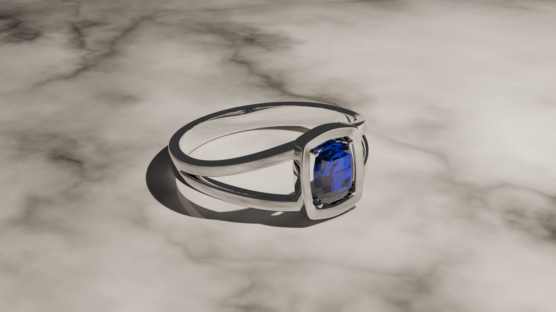Bague Solitaire — Saphir bleu
